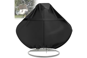 GARPROVM Hanging Chair Protective Cover for Hanging Chair, 600D Polyester Oxford, Waterproof, Anti-UV, Tarpaulin for Hanging Chair, Swing Chair, Hammock Chair, Protective Cover, Black, 230 x 200 cm