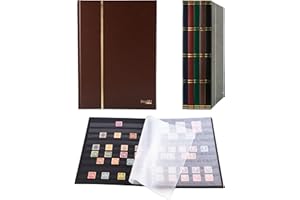 PROPHILA COLLECTION Prophila Album pour timbres, 16 pages, intérieur noir (couv. brun)