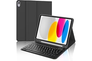 JADEMALL Funda con Teclado para iPad A16 11ª Generación 2025/10ª Generación 2022, Teclado Bluetooth Inalámbrico, Funda Delgada con Ranura para Bolígrafo para iPad 11ª/10ª Generación 10.9/11 Pulgadas, Negro