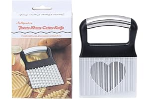 iTauyees Cortador Ondulado, Cortador de Patatas de Acero Inoxidable para Cortar Patatas, Batatas, Frutas y Verduras (Nero)