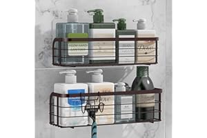 Avoalre Kosz prysznicowy ze stali nierdzewnej, półka prysznicowa bez wiercenia, kosz prysznicowy do zawieszenia, półka pod prysznic z hakiem ssącym 2 Stück brąz