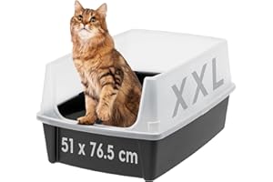Iris Ohyama Arenero Abierto XL para Gato, Caja de Arena Grande sin Tapa, Altos Bordes Antisalpicaduras, Fácil de Limpiar, para Gatos Grandes, Gatitos, Hogares con Varios Gatos