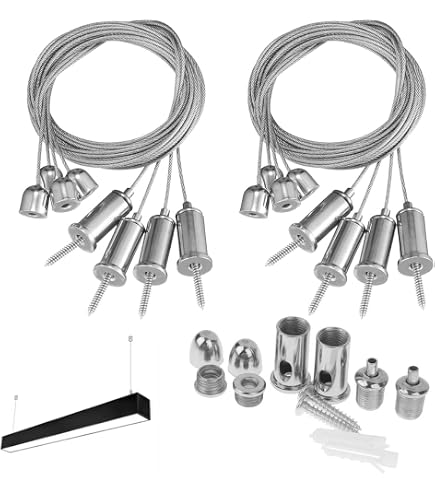 PATIKIL Kit Cavo Di Sicurezza In Acciaio Inossidabile 304 Con Occhielli, 4 Pezzi Da 100 Cm X 2 Mm, Viti E Tasselli Inclusi, Per Appendere Luci E Decorazioni - 3