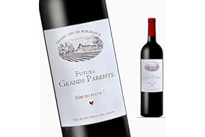 FUNFEST Lot x 4 Etiquettes Bouteille de Vin Bordeaux d'annonce de Grossesse - Futurs Grands-Parents - Annonce future naissance pour Papy - Mamie - Grand-Père - Grand-Mère