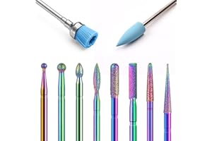 Homeet Punte Fresa Unghie 10pcs Set di Manicure Elettrico 3/32" Nail Drill Punta da Trapano per Manicure di Acciaio al Tungsteno Colore Professionale Trapani per Manicure Lima per unghie Elettrica