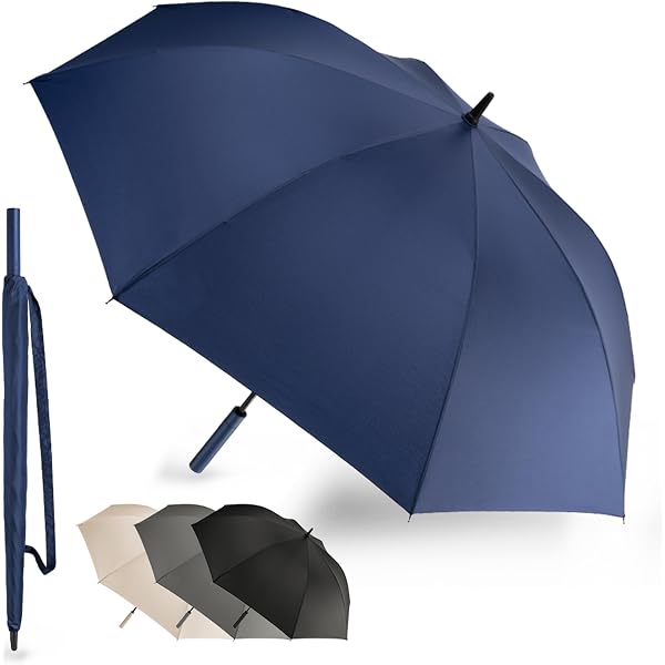 Klassischer Automatik Regenschirm Mit Holzgriff – Burgunder, Blau, Schwarz, Grün, 106 Cm Spannweite
