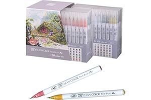 Kuretake ZIG Clean Color Real Brush Marker, 120 Colours set, Flexible Brush Tips, Watercolor Pens for Painting, Drawing, Calligraphy and Brush Lettering for Artists, Made in Japan