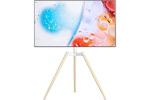 RFIVER Statyw sztalugowy stojak na telewizor do ekranu LED LCD OLED 32-65 cali, obrotowy i regulacja wysokości, drewniany stojak podłogowy na telewizor, maks. VESA 400 x 400 mm, maksymalne obciążenie