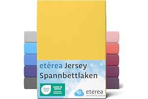 ETÉREA HIMMLISCHE QUALITÄT etérea Comfort Jersey Lenzuolo a Soffietto 140x200-160x200 cm - 100% Cotone - Certificato Oekotex 100 - Lenzuolo a Soffietto Fino a 25 cm di Materasso - Giallo