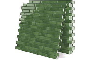 Tiwoos Green Peel and Stick Wall Tiles Self Adhesive Sticky Splashback for Kitchen 3D Marble Tiles 10-Sheet (12"×12")