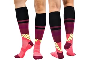 HOME HOLIC 2 Pairs Compression Socks for Women & Men 15-20mmHg Flight Socks Graduated Support Neuropathy Socks Fit for Running Nursing Sport Hiking Walking Cycling