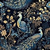 PIXELPACE Self-Adhesive Waterproof Peacock Floral Luxury Pattern Wallpaper Removable PVC Vinyl Wall Sticker for Living Room, 