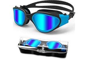 HOTSRACE Gafas de natación polarizadas Anti-vaho Protección UV Impermeable, Gafas Natación visión Clara fáciles de Ajustar para Hombres, Mujeres, Adultos y Adolescentes