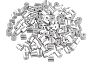 Futheda 100 pcs câble de 1,0 mm câble métallique manches en aluminium Clips à sertir passants Argenté avec un trou
