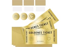 GZDAOXIA 3 set Billete dorado para rascar,Tarjetas rascables Golden Ticket con Sobres,Tarjeta rasca para escribir,Golden Ticket para Personalizar,Regalo para Novia,tarjeta de cupones para Navida