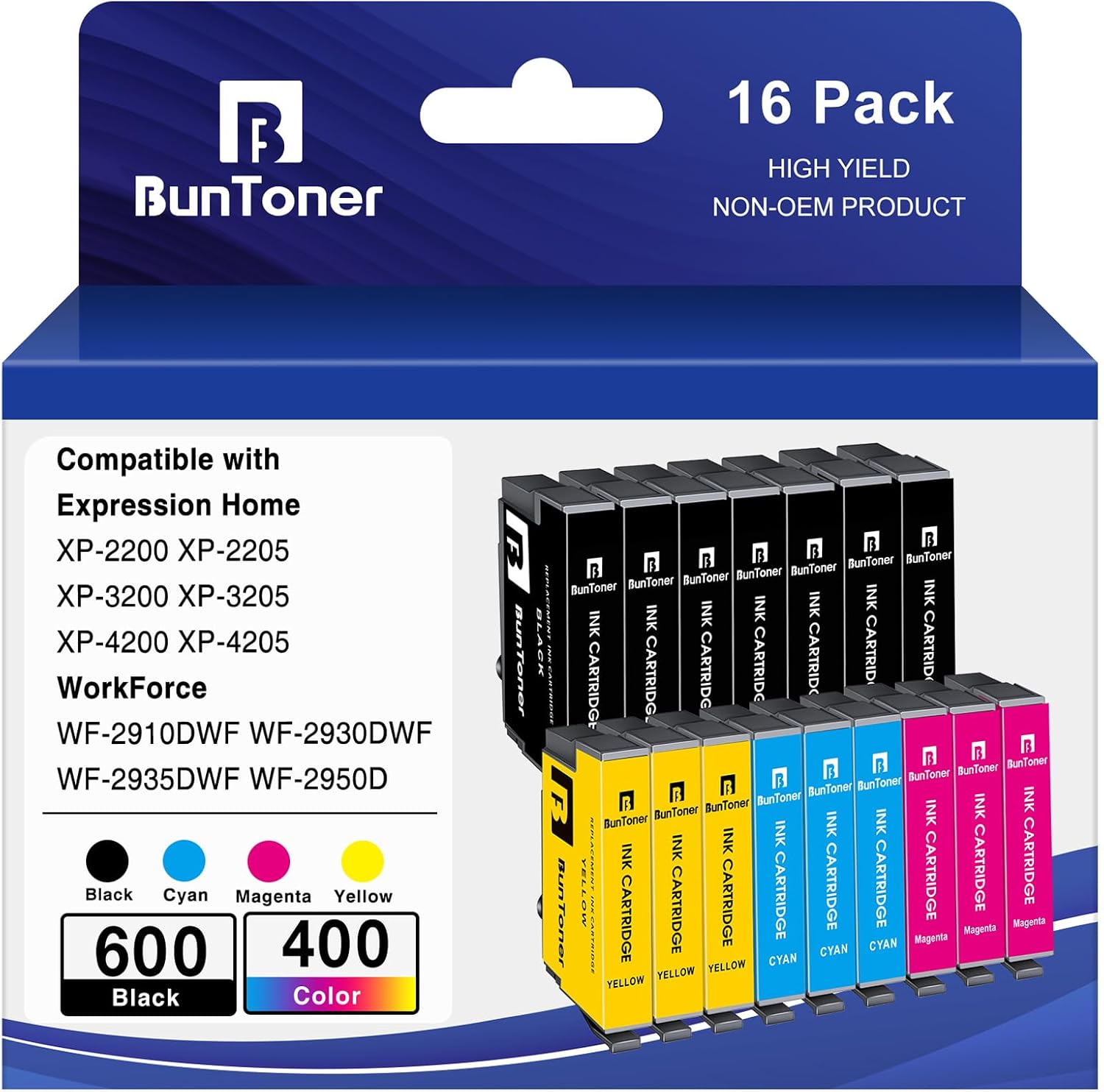 BunToner compatibles con Epson 604XL para Cartuchos de Impresora para XP 3200 XP 2205 XP 4200 XP 3205 XP 4205 Workforce WF-2910 WF-2930