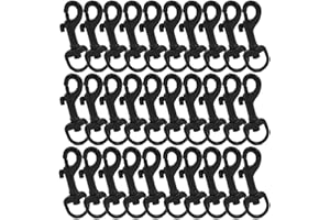 BIKICOCO 1/2'' Swivel Eye Bolt Snaps Trigger Hook Clips for Keys, Key Chains, Tags and Lanyards, Black - Pack of 30