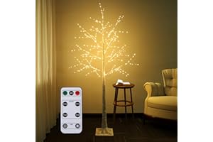 NEWNEN Birke Lichterbaum, Baum Birkenoptik mit Warmweißen 320 LEDs, Künstlicher Weihnachtsbaum Deko-Baum mit Fernbedienung für Weihnachten Wohnaccessoires Indoor Outdoor, 150CM