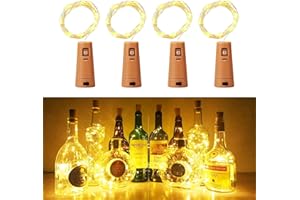 LERNOU Bottle Lights 4pcs, 2m 20 LED Wine Bottle Lights with Cork, Fairy Light Battery Operated for Birthday, Wedding, Christmas DIY Indoor/Outdoor Table Decoration (Warm White)