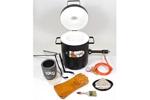 DEVIL-FORGE Fornace a Gas propano per la Fusione del Metallo FB2Mb Full Kit - 10kg, 1 Bruciatore DFC (180.000 BTU), Crogiolo, Pinza da forgia, gioiellieri fabbri raffinerie Orafi 1450°C Rame, Ottone
