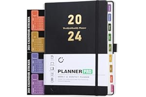 Gumiho Agenda Journalier 2024,Scolaire Semainier -21,3 × 14,7cm- (Janvier à Décembre 2024) une page par jour,Poche intérieure,Couverture Rigide (noir)