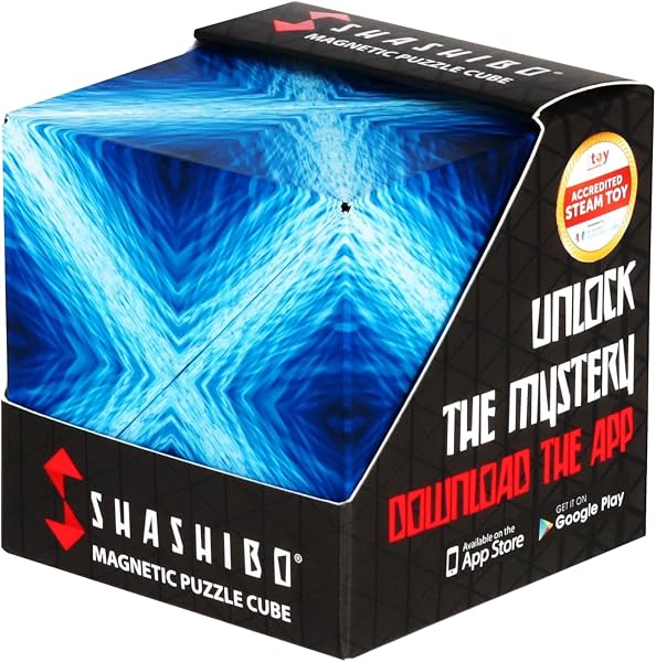 Shashibo Formwechsel-Box – Preisgekrönter, patentierter Zappelwürfel mit 36 Seltenerdmagneten – lässt Sich in über 100 Formen verwandeln (Blue Planet) - 1