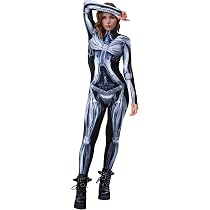 Damen Skelett-Jumpsuit Für Halloween – Schwarzer Overall Mit Knochenprint, In S-XL