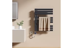 EMKE Scaldasalviette Elettrico con Termostato 76x60 cm, 400W Antracite, Scaldasalviette a Basso Consumo, Resistenza Riscaldante con Timer, Termoarredo Bagno, Scaldasalviette Elettrico Bagno