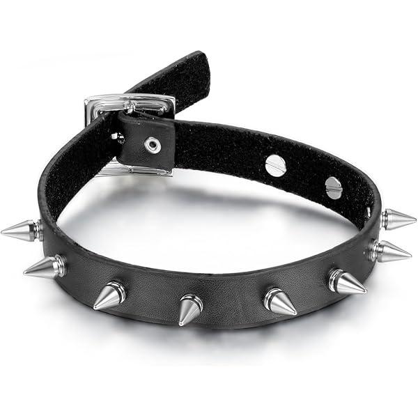 EUPSIIU 1 Pezzi Girocollo in Pelle Punk, Collana rock, Choker Punk, Girocollo con Collana Regolabile, Collana Girocollo Gotica Nera Uomo Donna, per Feste di Halloween Cosplay