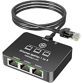 KiWiBiRD Ethernet Splitter, 3 Port Ethernet Switch for RJ45 Cable | Ethernet Splitter 1 to 3 1000Mbps Cat 8 7 6 5 5e, Compati