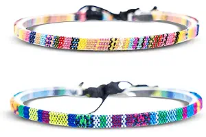 Made by Nami Pulsera Boho Surfer Set de 2 para Mujer y Hombre - Accesorios para Fiestas y de Playa - Hechos a Mano - Resistente al Agua y Ajustable - Pulseras de la Amistad (Amarillo & Turquesa)