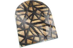 TULUP Verre Trempé pour Cheminée 80x70 cm pour Poêle Arc Résistant à la Chaleur Protecteur de Sol Imprimé Élégant Plaque de Protection Contre Les Étincelles - Géométrie avec Le Bois