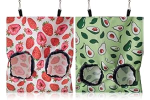 Luckious 2-Pack Rabbit Hay Feeder - Hanging Hay Rack Manger Holder for Guinea Pigs, Bunny Storage Pouch (Red and Green)