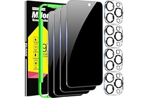 Milomdoi 4 Piezas Protector de Pantalla para Apple iPhone 15 Pro Max Privacidad Accesorios Antiespias Cristal Templado con 4 Piezas Protector de Lente de Cámara funda Case carcasa amistoso Ultra HD