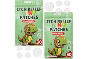 Brison Bug Bite Itch Relief Patches - 60 Counts Insect Mosquito Stickers Natural D-Panthenol Formula Indoor Camping Essentials for Kids Adults