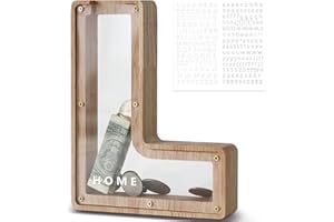 DBPBToU Drewniane Skarbonka, Niestandardowe Przezroczyste Skarbonki, Świnia Skarbonka dla Dzieci, Kreatywne Banknoty Na Prezent Urodzinowy/Dekoracja Domu/Pamiątka (L)