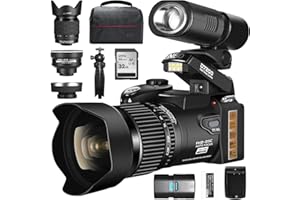 NBD PT Le Meilleur Appareil Photo Reflex numérique Caméra avec téléobjectif 24X, Objectif Grand Angle 0,5X et lumière LED, pour Les débutants en Photographie