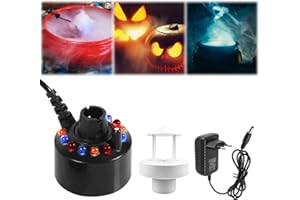 WIYETY Nébuliseur à ultrasons : 12 LED machine à fumée à ultrasons maker nébuliseur d'eau avec protection anti-éclaboussures amovible, machine à fumée pour fontaine intérieure ou extérieure