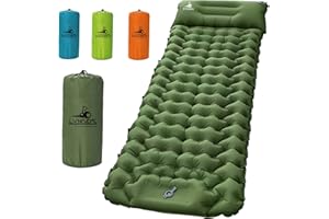 LVNRIDS Materassino Campeggio Gonfiabile, Materassino autogonfiabile Spessore 10 cm con Cuscin Materasso gonfiabile Pompa Incorporata per Campeggio Backpackers Trekking Alpinismo Viaggio Amy Verde