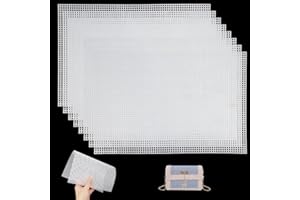 EXIN DEHCEN 8 Feuilles de Canevas Plastique, 3mm Diamètre Du Trou Toile En Maille Plastique, 20 X 30Cm Toile Broderie, Toile Point de Croix pour Sac Bricolage Artisanat Broderie Point De Croix Coaster (Blanc)