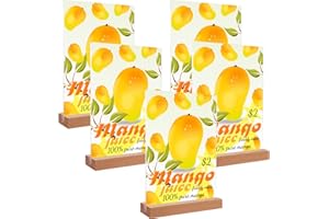 ZOFUN 5 Stück Acryl Aufsteller A5 mit Holz Sockelboden Ständer Aufsteller Acryl ständer A5, Tischaufsteller A5, Schräg Werbeständer/L-Ständer für Fotos,Cafés, Restaurants,Theke (A5-Vertikaler-klar)