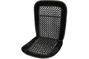 Duffy Black Universal Beaded Seat Cushion Designed to Improve Posture and Comfort Vehicle Driving Back Aid Support Massaging Relax Adjustable Strap Ideal For Cars, Van