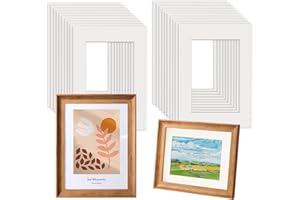 QINGYIWL Confezione da 20 passepartout formato A4 per stampa A5, bianco brillante, senza acidi, per immagini A4 o dipinti