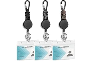 Meekye 1/2/3 PC Ausweishalter mit Kartenhalter, Ausweishülle Ausweisjojo Schlüsselanhänger Ausziehbar Schlüssel mit 60cm Stahlseil, Einziehbarer Schlüsselkette mit Karabiner Starker Feder Schnur