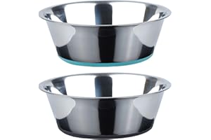 PEGGY11 Paquete de 2 comederos para Perros de Acero Inoxidable con Base de Silicona Antideslizante, Cada uno Tiene una Capacidad de 1440 ml