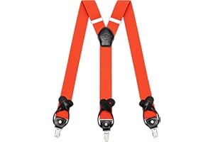 KOHENTACT Bretelles Homme avec Options de Fixation par Clip et Bouton, 6 Boutons Inclus, Largeur 3,5 cm en Forme de Y pour les Tailles jusqu'à 200 cm, Acier Inoxydable, Plage de Réglage d'Élasticité Extra Large