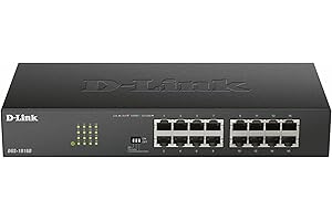 D-Link DGS-1016D/E - Switch 16 puertos Gigabit 1000 Mbps, LAN RJ-45, sin gestión, 1000 Mbps por puerto, carcasa metálica, montaje en rack para pymes, negro y plata