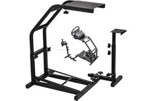 VEVOR Support de Volant de Course Réglable pour Logitech G27 G25 G29 Support Simulateur de Course en Acier Inoxydable Cadre de Volant Jeu de Course Mad Catz Fanatec, Volant et Pédale non Inclus