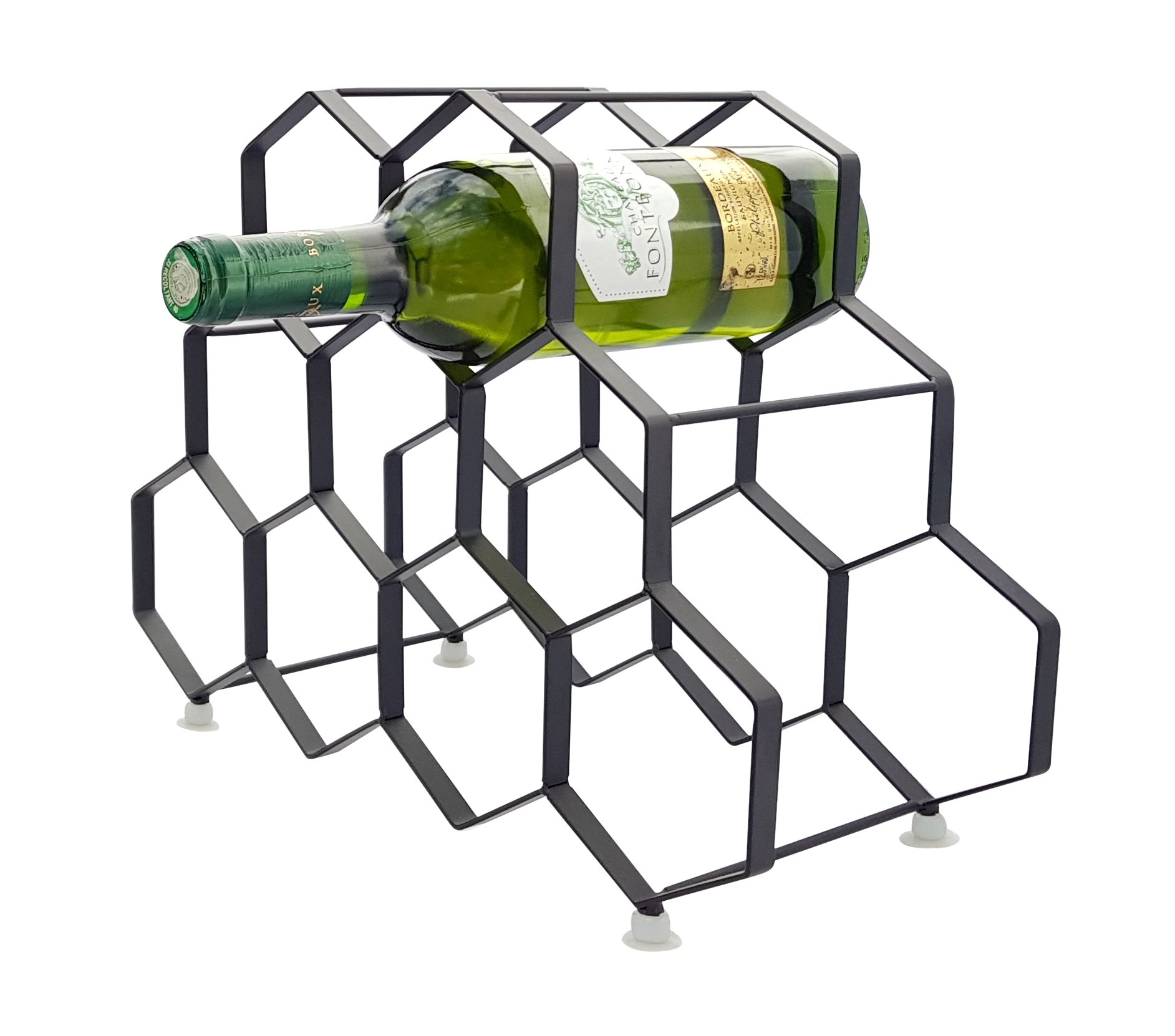 Wine Rack for 9 Bottles Free Standing Metal Portable. Modern