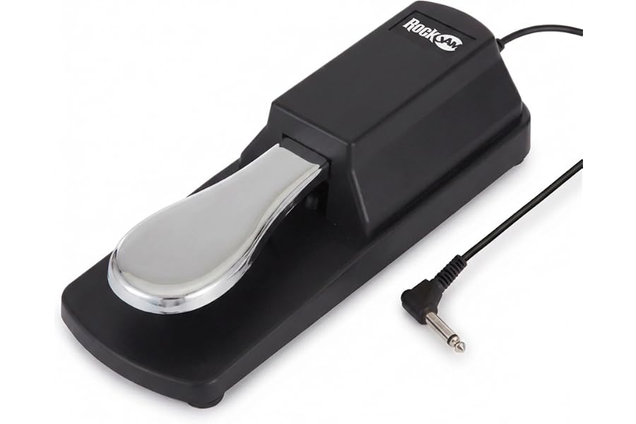 RockJam RJSP01 - Pedal de sostenido | Pedal de sustain universal con interruptor de polaridad, cable de 1,8 m, jack de 6,35 m